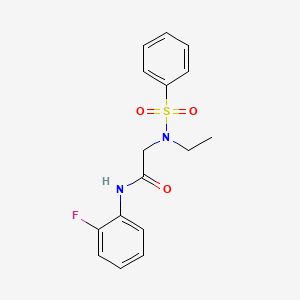 molecular formula C16H17FN2O3S B4386954 N~2~-ethyl-N-(2-fluorophenyl)-N~2~-(phenylsulfonyl)glycinamide 