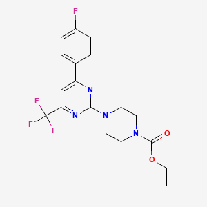 molecular formula C18H18F4N4O2 B4387046 Ethyl 4-[4-(4-fluorophenyl)-6-(trifluoromethyl)pyrimidin-2-yl]piperazine-1-carboxylate 