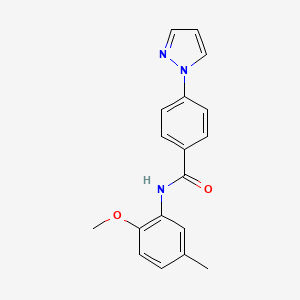 molecular formula C18H17N3O2 B4387113 N-(2-methoxy-5-methylphenyl)-4-pyrazol-1-ylbenzamide 