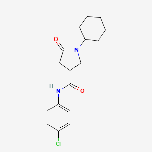 molecular formula C17H21ClN2O2 B4387150 N-(4-chlorophenyl)-1-cyclohexyl-5-oxopyrrolidine-3-carboxamide 