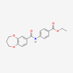 molecular formula C19H19NO5 B4387289 ETHYL 4-(3,4-DIHYDRO-2H-1,5-BENZODIOXEPINE-7-AMIDO)BENZOATE 
