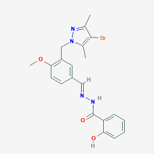 molecular formula C21H21BrN4O3 B438731 N'-[(E)-{3-[(4-bromo-3,5-dimethyl-1H-pyrazol-1-yl)methyl]-4-methoxyphenyl}methylidene]-2-hydroxybenzohydrazide CAS No. 311813-64-6