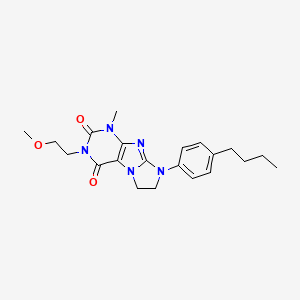 molecular formula C21H27N5O3 B4387355 8-(4-butylphenyl)-3-(2-methoxyethyl)-1-methyl-1H,2H,3H,4H,6H,7H,8H-imidazo[1,2-g]purine-2,4-dione 