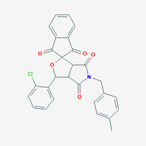 molecular formula C28H20ClNO5 B438737 3-(2-chlorophenyl)-5-(4-methylbenzyl)-3a,6a-dihydrospiro[furo[3,4-c]pyrrole-1,2'-indene]-1',3',4,6(3H,5H)-tetrone 