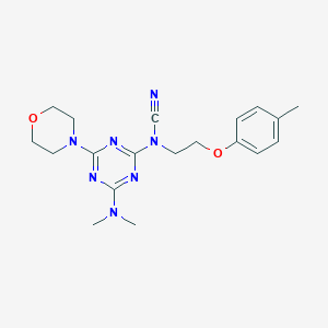molecular formula C19H25N7O2 B4387410 [4-(Dimethylamino)-6-morpholin-4-yl-1,3,5-triazin-2-yl]-[2-(4-methylphenoxy)ethyl]cyanamide 