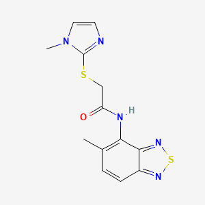 molecular formula C13H13N5OS2 B4387415 N-(5-methyl-2,1,3-benzothiadiazol-4-yl)-2-[(1-methyl-1H-imidazol-2-yl)sulfanyl]acetamide 