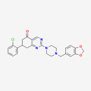 molecular formula C26H25ClN4O3 B4387680 2-[4-(1,3-benzodioxol-5-ylmethyl)piperazin-1-yl]-7-(2-chlorophenyl)-7,8-dihydroquinazolin-5(6H)-one 