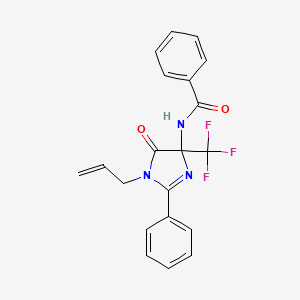 molecular formula C20H16F3N3O2 B4387969 N-[5-oxo-2-phenyl-1-(prop-2-en-1-yl)-4-(trifluoromethyl)-4,5-dihydro-1H-imidazol-4-yl]benzamide 