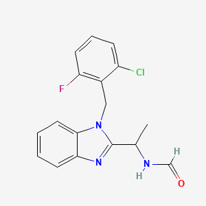 molecular formula C17H15ClFN3O B4388038 N-(1-{1-[(2-chloro-6-fluorophenyl)methyl]-1H-1,3-benzodiazol-2-yl}ethyl)formamide 