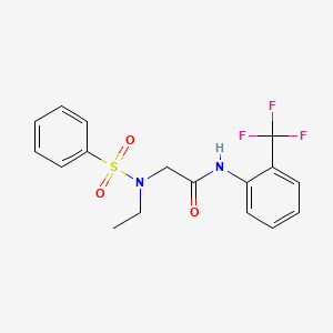 molecular formula C17H17F3N2O3S B4388075 N~2~-ethyl-N~2~-(phenylsulfonyl)-N-[2-(trifluoromethyl)phenyl]glycinamide 