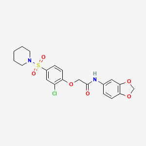 molecular formula C20H21ClN2O6S B4388239 N-(1,3-benzodioxol-5-yl)-2-(2-chloro-4-piperidin-1-ylsulfonylphenoxy)acetamide 