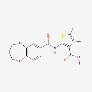 molecular formula C18H19NO5S B4388807 methyl 2-[(3,4-dihydro-2H-1,5-benzodioxepin-7-ylcarbonyl)amino]-4,5-dimethyl-3-thiophenecarboxylate 