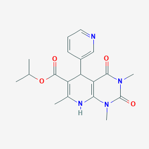 molecular formula C19H22N4O4 B4389099 Propan-2-yl 1,3,7-trimethyl-2,4-dioxo-5-(pyridin-3-yl)-1,2,3,4,5,8-hexahydropyrido[2,3-d]pyrimidine-6-carboxylate 