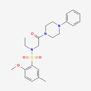 molecular formula C22H29N3O4S B4389117 N-ethyl-2-methoxy-5-methyl-N-[2-oxo-2-(4-phenylpiperazin-1-yl)ethyl]benzenesulfonamide 