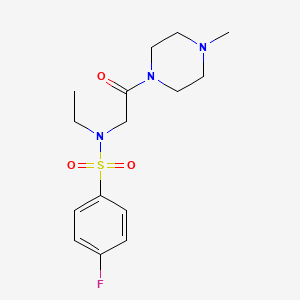 molecular formula C15H22FN3O3S B4389176 N-ethyl-4-fluoro-N-[2-(4-methylpiperazin-1-yl)-2-oxoethyl]benzenesulfonamide 
