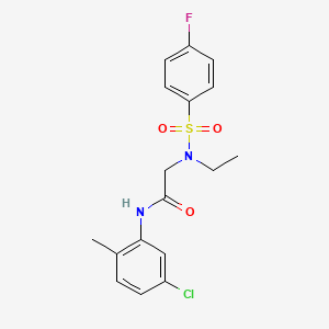 molecular formula C17H18ClFN2O3S B4389177 N-(5-chloro-2-methylphenyl)-N~2~-ethyl-N~2~-[(4-fluorophenyl)sulfonyl]glycinamide 