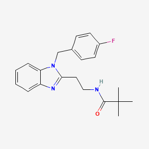 molecular formula C21H24FN3O B4389323 N-(2-{1-[(4-FLUOROPHENYL)METHYL]-1H-1,3-BENZODIAZOL-2-YL}ETHYL)-2,2-DIMETHYLPROPANAMIDE 