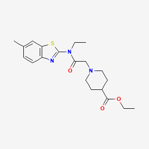 molecular formula C20H27N3O3S B4389430 Ethyl 1-[2-[ethyl-(6-methyl-1,3-benzothiazol-2-yl)amino]-2-oxoethyl]piperidine-4-carboxylate 
