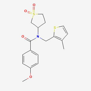 molecular formula C18H21NO4S2 B4389654 N-(1,1-dioxidotetrahydrothiophen-3-yl)-4-methoxy-N-[(3-methylthiophen-2-yl)methyl]benzamide 