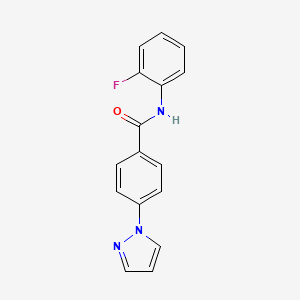 molecular formula C16H12FN3O B4389677 Benzamide, N-(2-fluorophenyl)-4-(1H-pyrazol-1-yl)- CAS No. 956203-25-1
