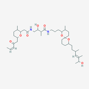 molecular formula C39H66N2O8 B043897 2,17,28-Trioxa-13,26-diazatricyclo(14.7.4.16,9)octacosane-14,25-dione, 6-hydroxy-18-(6-hydroxy-3,5-dimethyl-4-heptenyl)-8,15,23-trimethyl-3-(2-oxo-3-pentenyl)- CAS No. 115566-02-4
