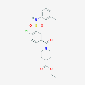 molecular formula C22H25ClN2O5S B4389755 ethyl 1-(4-chloro-3-{[(3-methylphenyl)amino]sulfonyl}benzoyl)-4-piperidinecarboxylate 