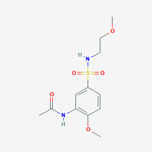 molecular formula C12H18N2O5S B4389780 N-{2-methoxy-5-[(2-methoxyethyl)sulfamoyl]phenyl}acetamide 
