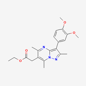 molecular formula C21H25N3O4 B4389900 Ethyl 2-[3-(3,4-dimethoxyphenyl)-2,5,7-trimethylpyrazolo[1,5-a]pyrimidin-6-yl]acetate 