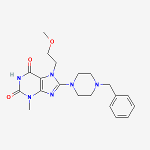 molecular formula C20H26N6O3 B4389905 8-(4-benzylpiperazin-1-yl)-7-(2-methoxyethyl)-3-methyl-1H-purine-2,6(3H,7H)-dione 