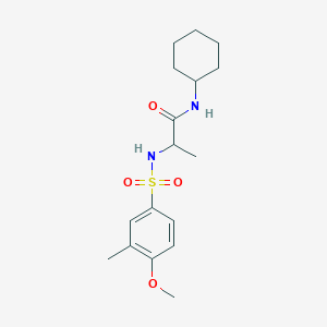 molecular formula C17H26N2O4S B4390067 N-CYCLOHEXYL-2-(4-METHOXY-3-METHYLBENZENESULFONAMIDO)PROPANAMIDE 