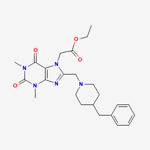 molecular formula C24H31N5O4 B4390142 Ethyl 2-{8-[(4-benzylpiperidin-1-YL)methyl]-1,3-dimethyl-2,6-dioxo-2,3,6,7-tetrahydro-1H-purin-7-YL}acetate 