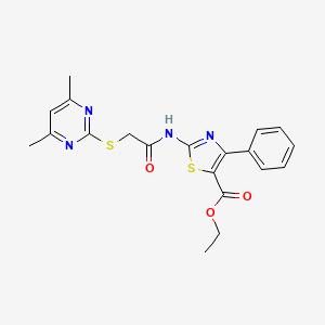 molecular formula C20H20N4O3S2 B4390275 Ethyl 2-({[(4,6-dimethylpyrimidin-2-yl)sulfanyl]acetyl}amino)-4-phenyl-1,3-thiazole-5-carboxylate 