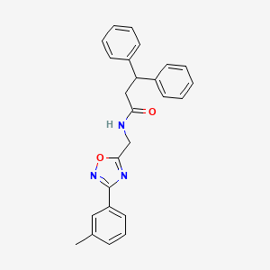 molecular formula C25H23N3O2 B4390300 N-{[3-(3-methylphenyl)-1,2,4-oxadiazol-5-yl]methyl}-3,3-diphenylpropanamide 