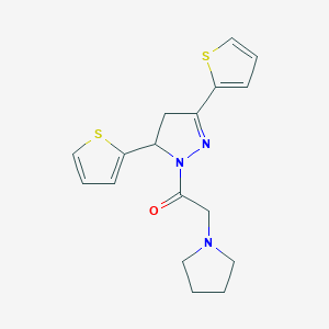molecular formula C17H19N3OS2 B4390636 1-[3,5-di(thiophen-2-yl)-4,5-dihydro-1H-pyrazol-1-yl]-2-(pyrrolidin-1-yl)ethanone 