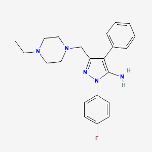 molecular formula C22H26FN5 B4390795 5-[(4-ethylpiperazin-1-yl)methyl]-2-(4-fluorophenyl)-4-phenylpyrazol-3-amine 
