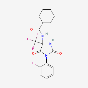 molecular formula C17H17F4N3O3 B4390906 N-[1-(2-fluorophenyl)-2,5-dioxo-4-(trifluoromethyl)-4-imidazolidinyl]cyclohexanecarboxamide 