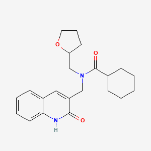 molecular formula C22H28N2O3 B4390973 N-(oxolan-2-ylmethyl)-N-[(2-oxo-1H-quinolin-3-yl)methyl]cyclohexanecarboxamide 