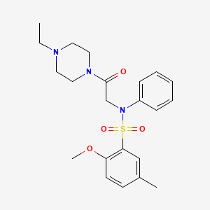 molecular formula C22H29N3O4S B4390996 N-[2-(4-ETHYLPIPERAZIN-1-YL)-2-OXOETHYL]-2-METHOXY-5-METHYL-N-PHENYLBENZENE-1-SULFONAMIDE 