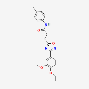 molecular formula C21H23N3O4 B4391245 3-[3-(4-ethoxy-3-methoxyphenyl)-1,2,4-oxadiazol-5-yl]-N-(4-methylphenyl)propanamide 