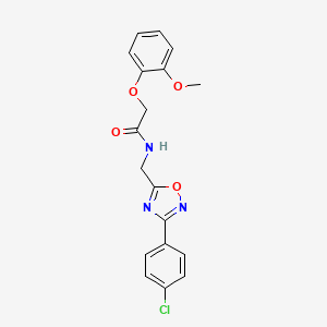 molecular formula C18H16ClN3O4 B4391505 N-{[3-(4-chlorophenyl)-1,2,4-oxadiazol-5-yl]methyl}-2-(2-methoxyphenoxy)acetamide 