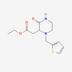 molecular formula C13H18N2O3S B4391537 ETHYL 2-{3-OXO-1-[(THIOPHEN-2-YL)METHYL]PIPERAZIN-2-YL}ACETATE 