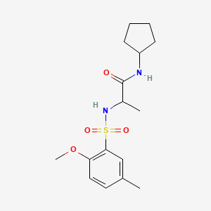 molecular formula C16H24N2O4S B4391856 N-cyclopentyl-2-[(2-methoxy-5-methylphenyl)sulfonylamino]propanamide 