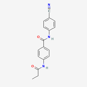 molecular formula C17H15N3O2 B4391918 N-(4-cyanophenyl)-4-(propanoylamino)benzamide 