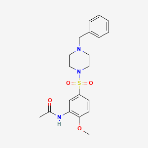 molecular formula C20H25N3O4S B4391965 N-{5-[(4-benzyl-1-piperazinyl)sulfonyl]-2-methoxyphenyl}acetamide 