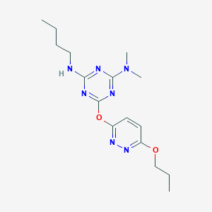molecular formula C16H25N7O2 B4392552 N4-Butyl-N2,N2-dimethyl-6-[(6-propoxypyridazin-3-YL)oxy]-1,3,5-triazine-2,4-diamine 