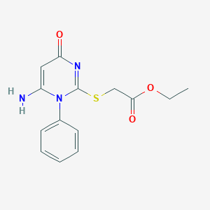 molecular formula C14H15N3O3S B4392559 ethyl [(6-amino-4-oxo-1-phenyl-1,4-dihydro-2-pyrimidinyl)thio]acetate 