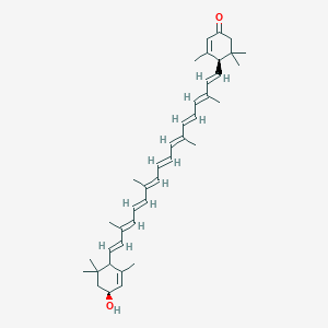 molecular formula C40H54O2 B043926 (4R)-4-[(1E,3E,5E,7E,9E,11E,13E,15E,17E)-18-[(4S)-4-hydroxy-2,6,6-trimethylcyclohex-2-en-1-yl]-3,7,12,16-tetramethyloctadeca-1,3,5,7,9,11,13,15,17-nonaenyl]-3,5,5-trimethylcyclohex-2-en-1-one CAS No. 23984-55-6