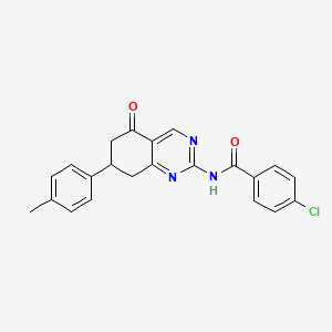 molecular formula C22H18ClN3O2 B4392628 (4-chlorophenyl)-N-[7-(4-methylphenyl)-5-oxo(6,7,8-trihydroquinazolin-2-yl)]ca rboxamide 