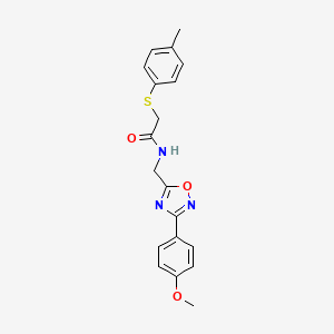molecular formula C19H19N3O3S B4393174 N-{[3-(4-methoxyphenyl)-1,2,4-oxadiazol-5-yl]methyl}-2-[(4-methylphenyl)sulfanyl]acetamide 
