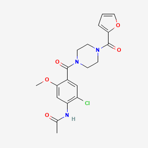 molecular formula C19H20ClN3O5 B4393359 N-{2-CHLORO-4-[4-(FURAN-2-CARBONYL)PIPERAZINE-1-CARBONYL]-5-METHOXYPHENYL}ACETAMIDE 